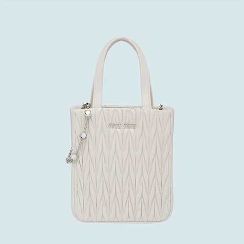 [Premium] MIUMIU 미우미우 마테라쎄 나파 가죽 핸드백 white 5BA220_2CE3_F0009_V_OOO