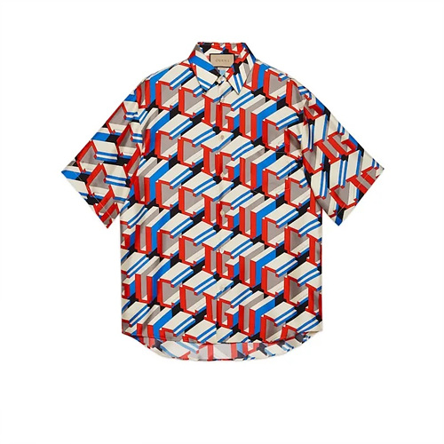 구찌 필셀 프린트 실크 반팔셔츠 S-XL