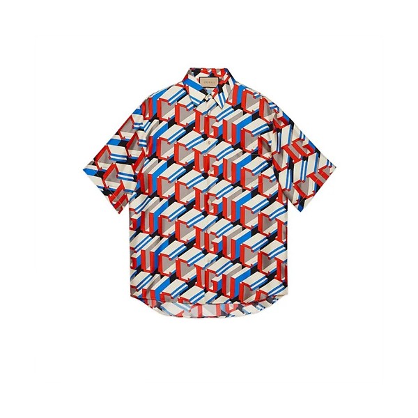 구찌 필셀 프린트 실크 반팔셔츠 S-XL-레플리카 사이트 쇼핑몰 RSMALL